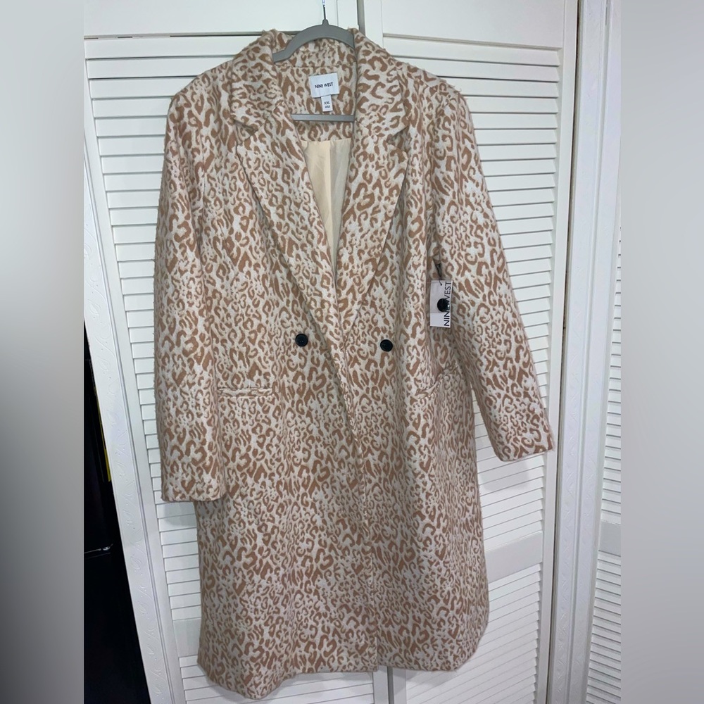 NWT Nine West Leopard Peacoat